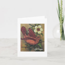 Textile Art Carte pour notes d'oiseaux