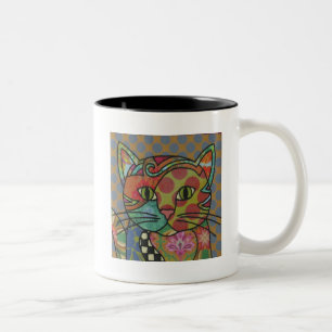 Textile Art Cat Café Mug
