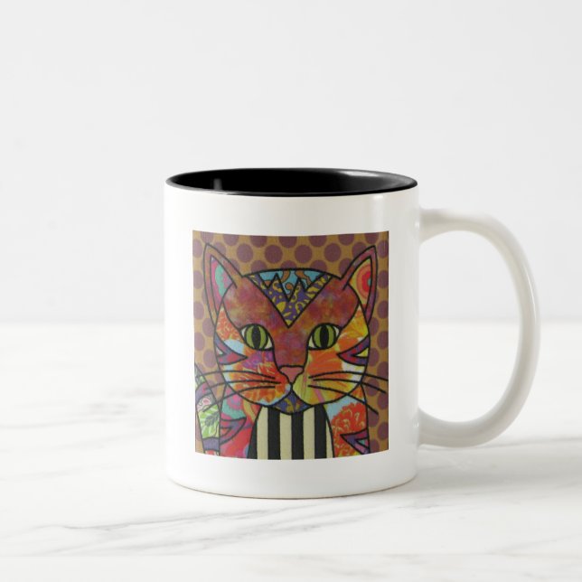 Textile Art Cat Café Mug (Droit)