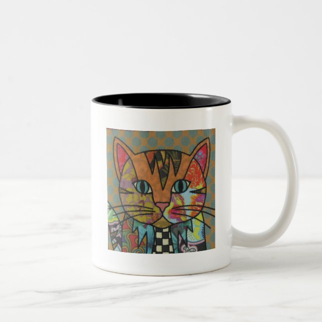 Textile Art Cat Café Mug (Droit)