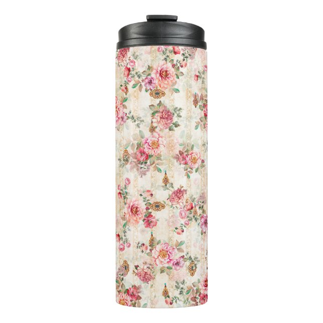 Textile Blume Textur Muster sabstract, ba Thermosbecher (Vorderseite)