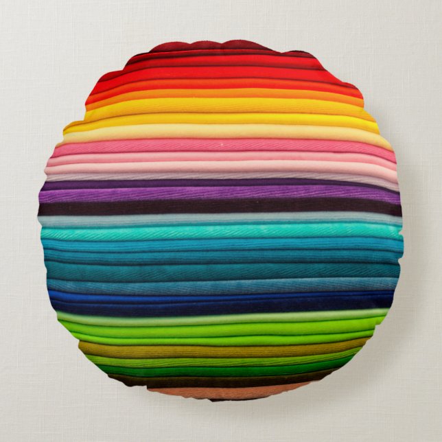 Textile Farbe buntes Gewebe Rundes Kissen (Vorderseite)