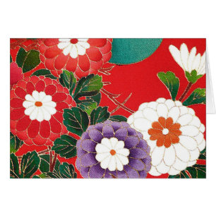 Textile japonais vintage - Dahlias rouges
