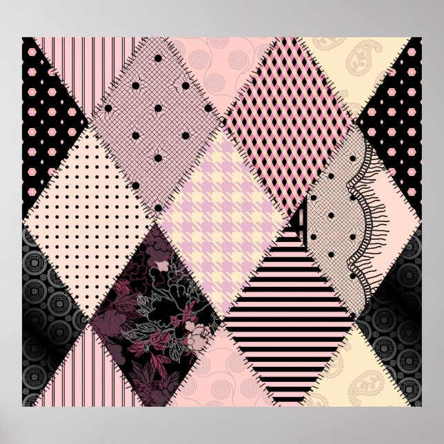 Textile Lingerie: Patchwork Vintages Muster Poster (Vorne)