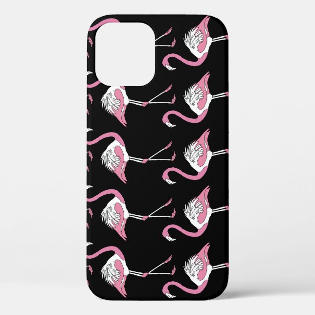 Textile Schwarz Flamingo Hintergrundmuster Case-Mate iPhone Hülle (Rückseite)