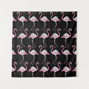 Textile Schwarz Flamingo Hintergrundmuster Wandteppich