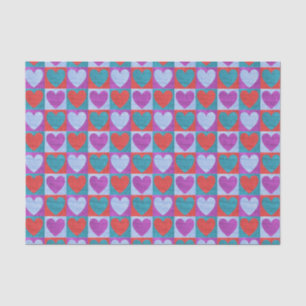 Textile Volkskunst-Herzen-Muster kariert Seidenpapier