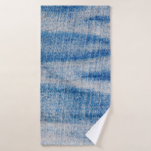 Textilien aus blauem Jeans, textiler Hintergrund Badehandtuch