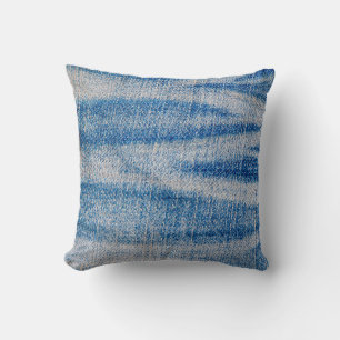 Textilien aus blauem Jeans, textiler Hintergrund Kissen