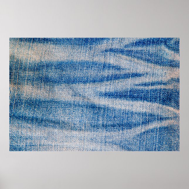 Textilien aus blauem Jeans, textiler Hintergrund Poster (Vorne)