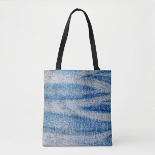 Textilien aus blauem Jeans, textiler Hintergrund Tasche