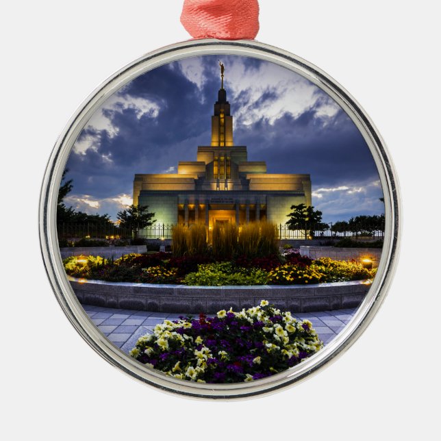 Textilkaufmann mormonischer Lds Tempel - Utah Silbernes Ornament (Vorne)