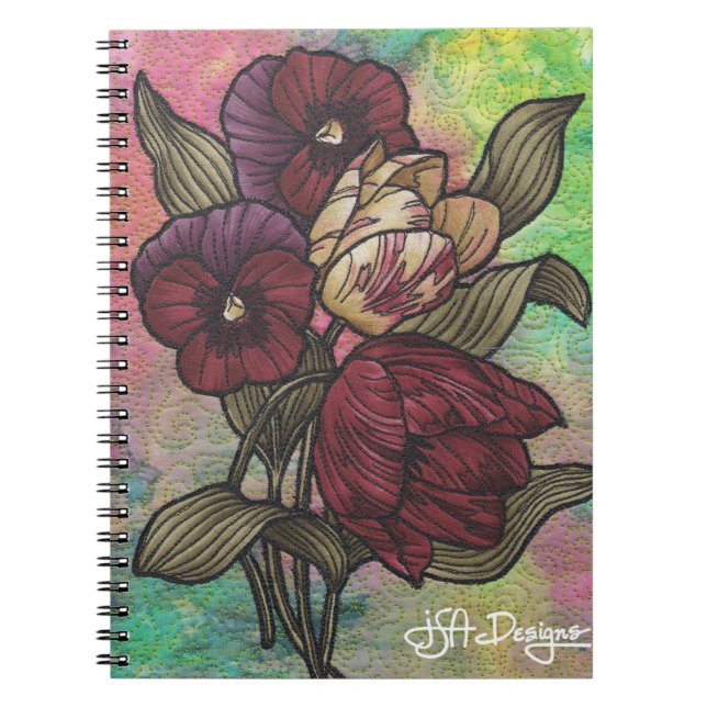 Textilkunst-Blumennotizbuch Notizblock (Vorderseite)