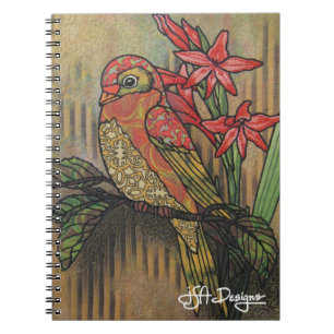 Textilkunst-Vogel-Notizbuch Notizblock