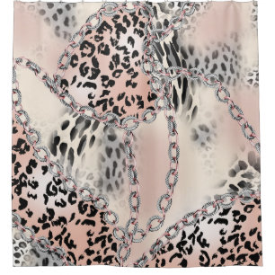 Textilleopard: Blumenkettenmuster. Duschvorhang