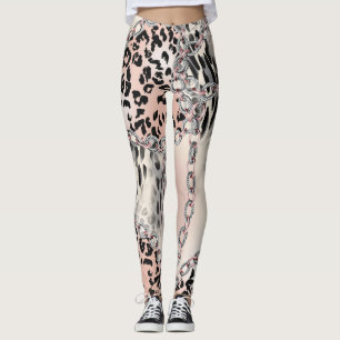 Textilleopard: Blumenkettenmuster. Leggings