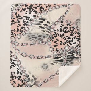 Textilleopard: Blumenkettenmuster. Sherpadecke