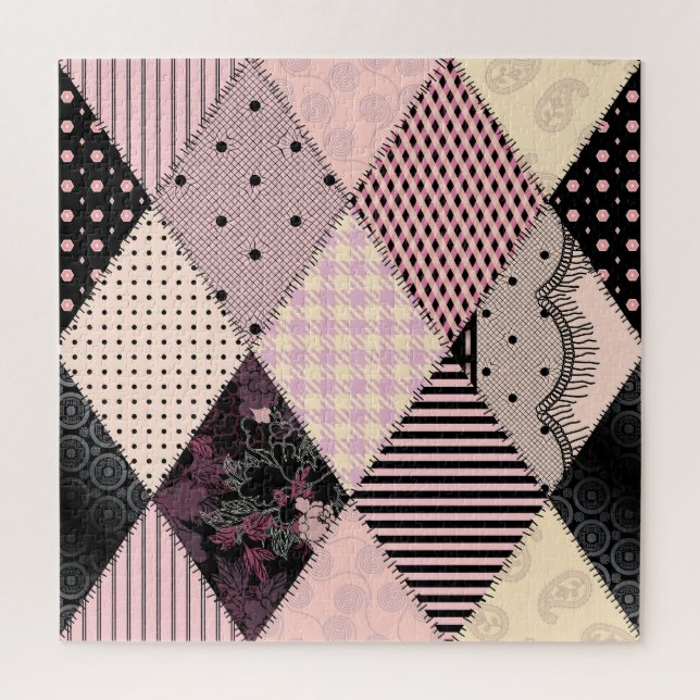 Textilwäsche: Patchwork-Vintage-Muster (Vertikal)