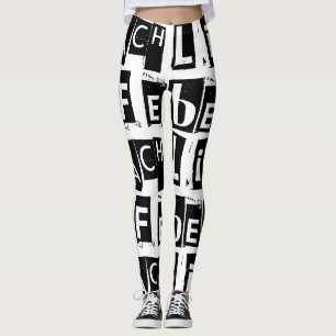 Textmuster für Schwarz-Weiß-Beach-Life Leggings