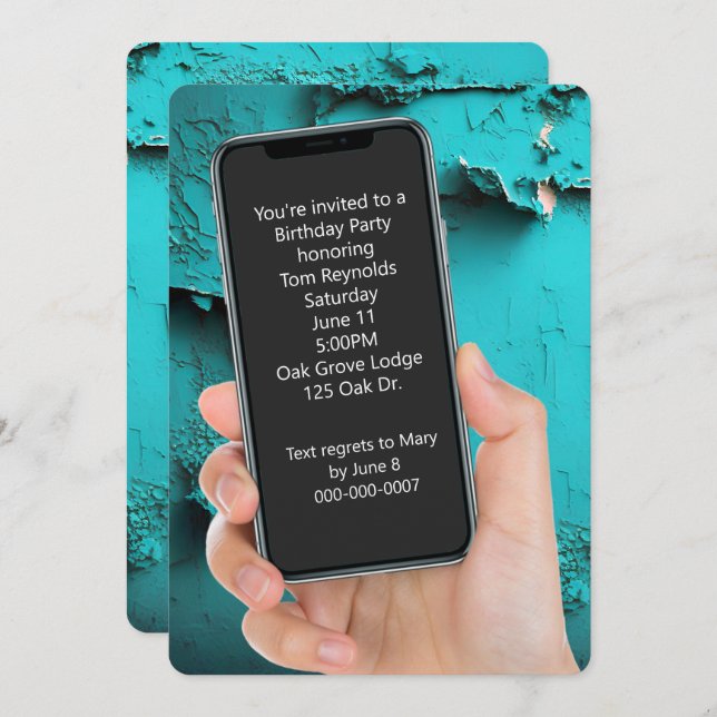 Textnachricht der Geburtstagspartei Einladung (Vorne/Hinten)