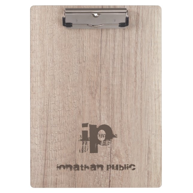 Textname-Monogramm für die Holzschau-Vorlage Klemmbrett (Vorderseite)