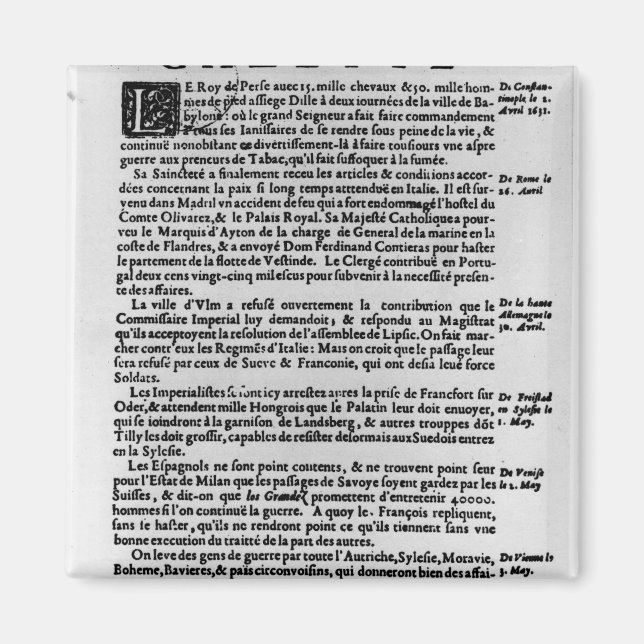 Textseite von "La Gazette" Magnet (Vorne)