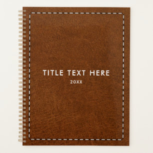 Textur aus braunem Leder und Sticken Planer