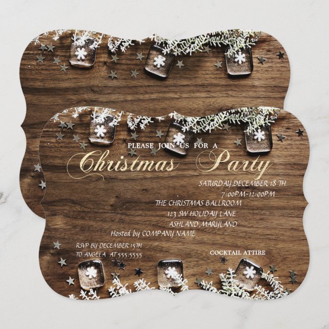 Textur aus Holz, Weihnachtsgeschenk für Unternehme Einladung (Vorne/Hinten)