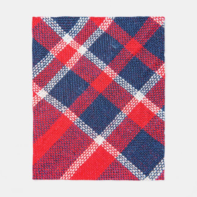 Textur aus Rot und Blau, aus karierten Wolle Fleecedecke (Vorderseite)