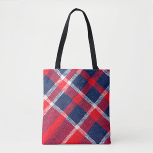 Textur aus Rot und Blau, aus karierten Wolle Tasche