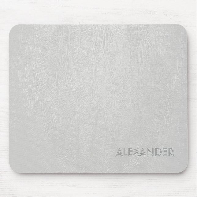 Textur aus weißem Leder - kundenspezifisches Monog Mousepad (Vorne)