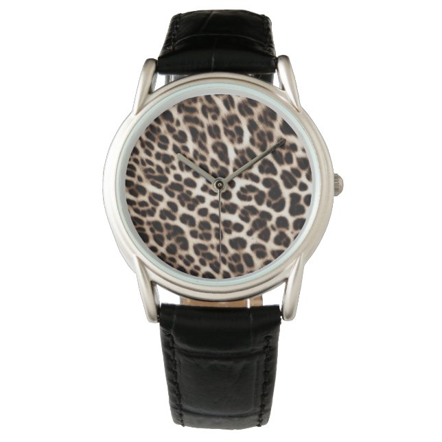 Textur der Pelzhaut aus Leopardenleoparden Armbanduhr (Vorderseite)