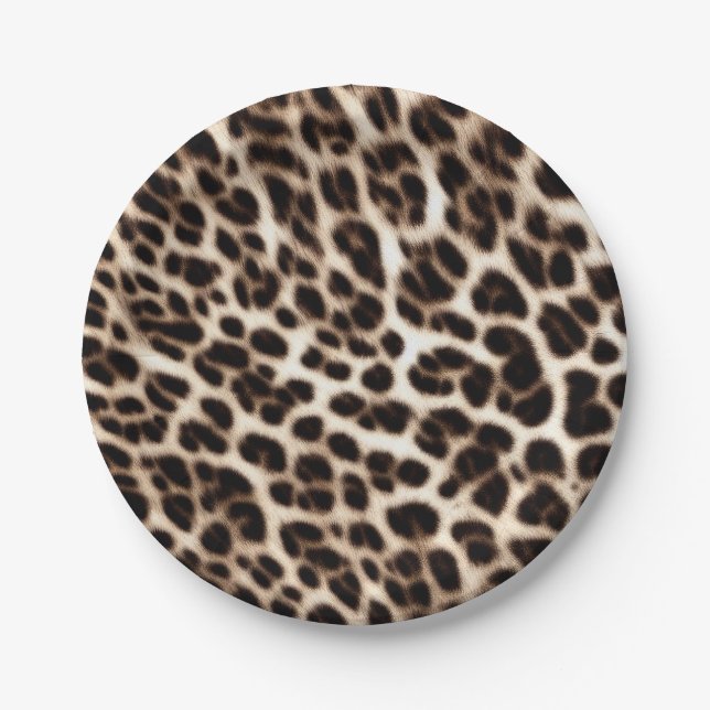 Textur der Pelzhaut aus Leopardenleoparden Pappteller (Vorderseite)