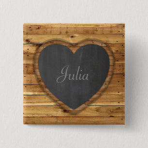 Textur des Holzbrettes Graphic Heart Chalkboard Button