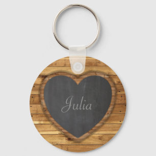Textur des Holzbrettes Graphic Heart Chalkboard Schlüsselanhänger