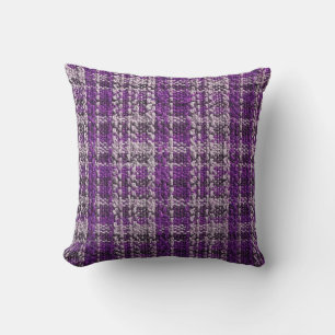 Textur des lila Tartan-Stoffes als Rückgrat Kissen