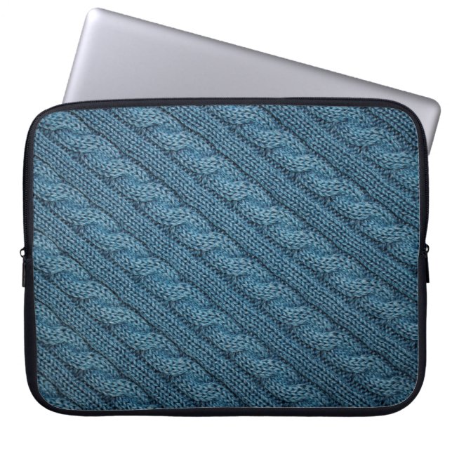 Textur des Strickstoffes, hellblaues Colo Laptopschutzhülle (Vorderseite)