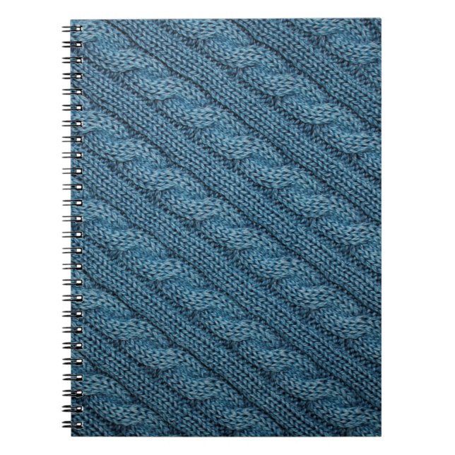 Textur des Strickstoffes, hellblaues Colo Notizblock (Vorderseite)