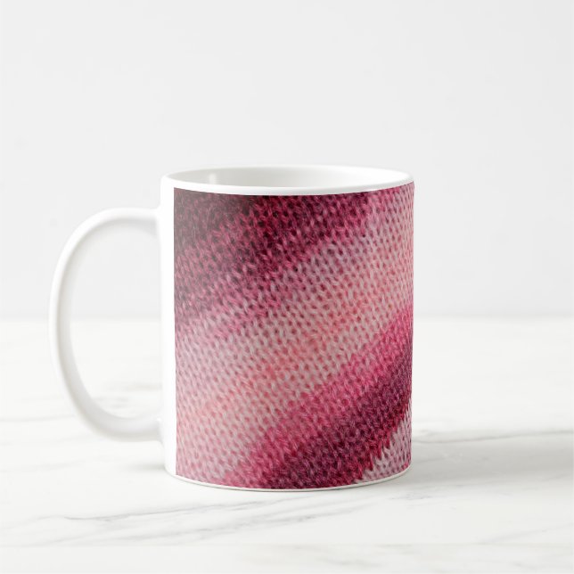 Textur des Strickstoffes mit abstraktem Pat Kaffeetasse (Links)