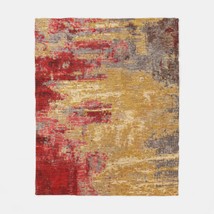 Textur eines orientalischen rot-goldenen Teppichs. Fleecedecke