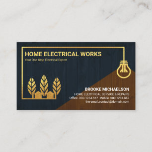 Textur Gold Zuhause Bulb Wire Electrician Visitenkarte