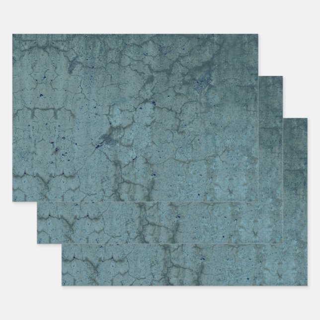 Textur Grunge Aquamarin Blue Vintag Decoupage Geschenkpapier Set (Set)
