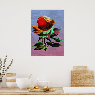 Textur Holografie Erblühende Rosenblumenmalerei Poster