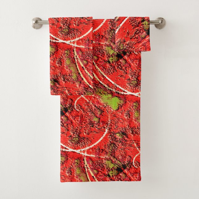 Textur in einigen lebendigen Korallen mit Tee-grün Badhandtuch Set (Insitu)