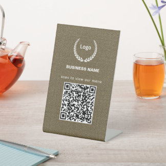 Textur-Logo-Restaurant-Menü-QR-Code-Geschäft Sockelschild
