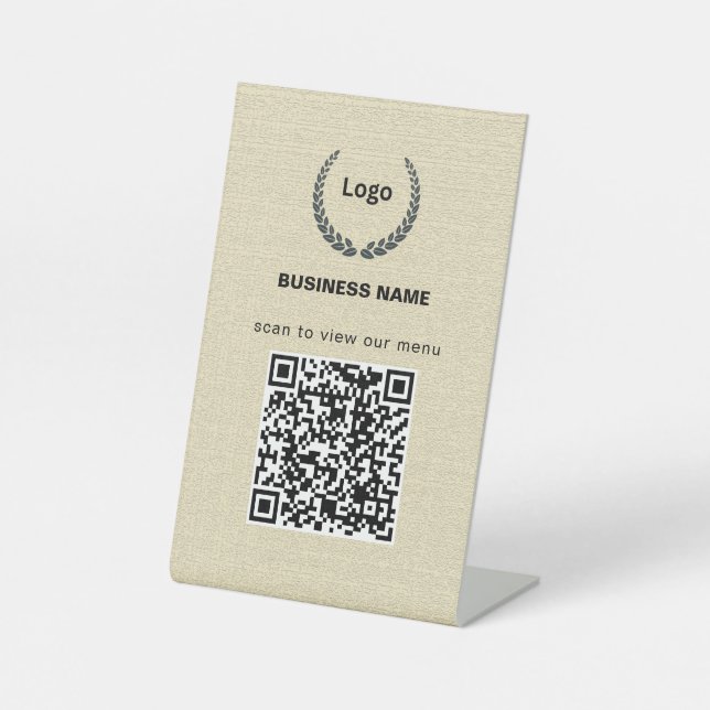Textur-Logo-Restaurant-Menü-QR-Code-Geschäft Sockelschild (Vorderseite)