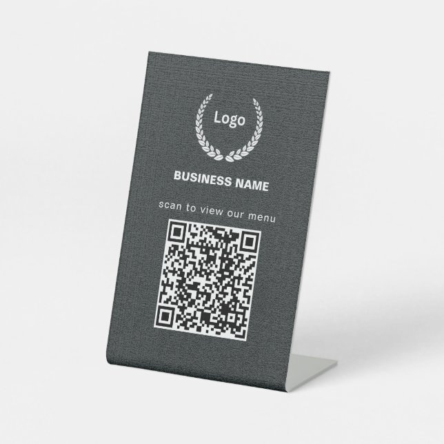 Textur-Logo-Restaurant-Menü-QR-Code-Geschäft Sockelschild (Vorderseite)
