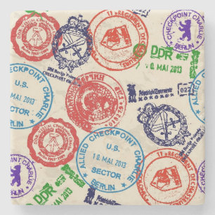 Textur mit echten Briefmarke. Steinuntersetzer