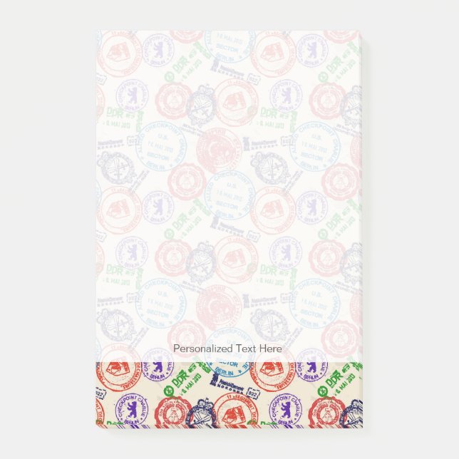 Textur mit echten Briefmarken. Post-it Klebezettel (Vorderseite)