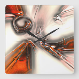 Textur mit intensiver Orange und Perlen oder Metal Quadratische Wanduhr